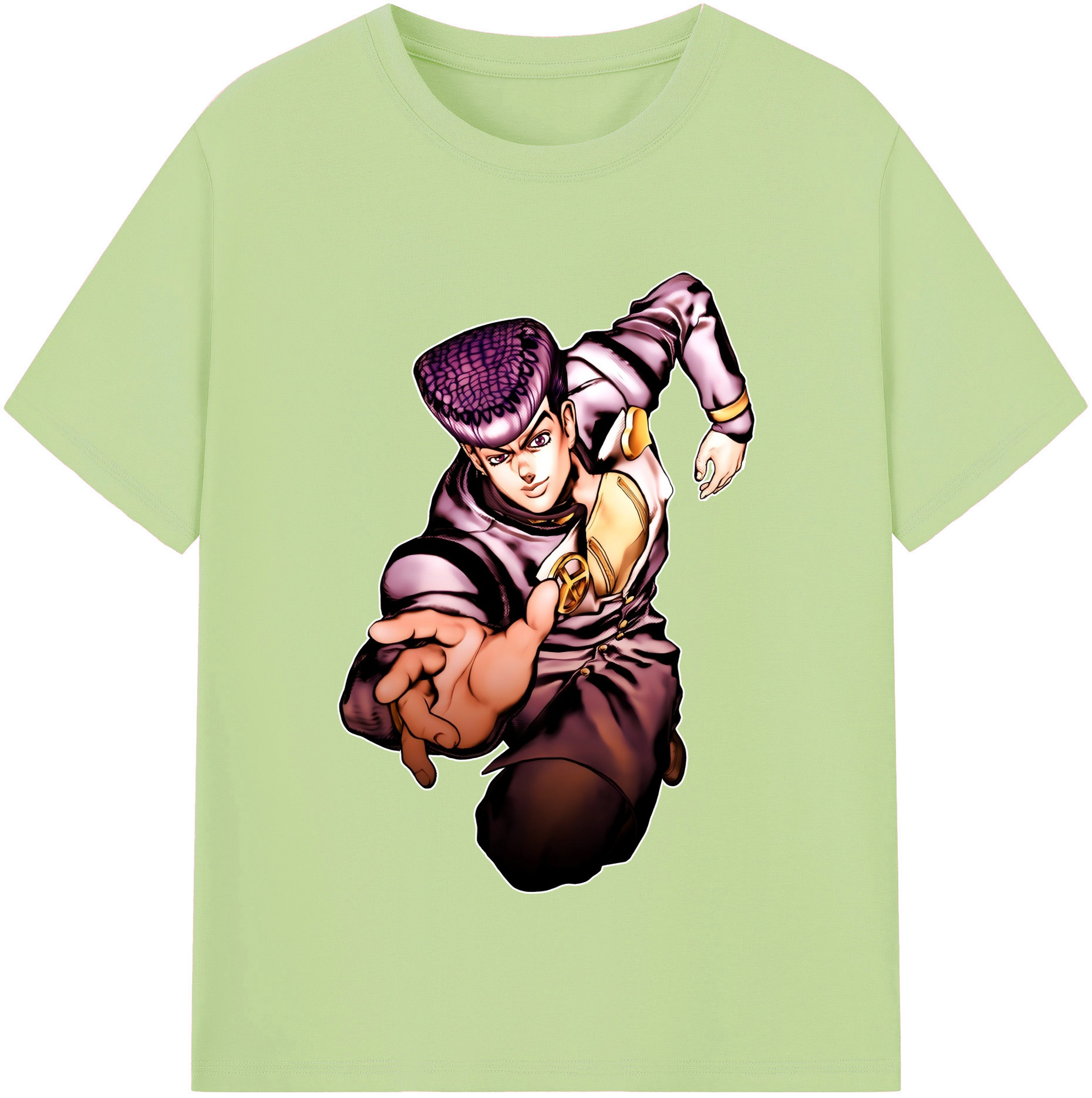 （画像用） ジョジョの奇妙な冒険 ひがしかた じょうすけ JoJo's Bizarre Adventure Higashikata Josuke 綿100％半袖Tシャツ（フロントプリント）